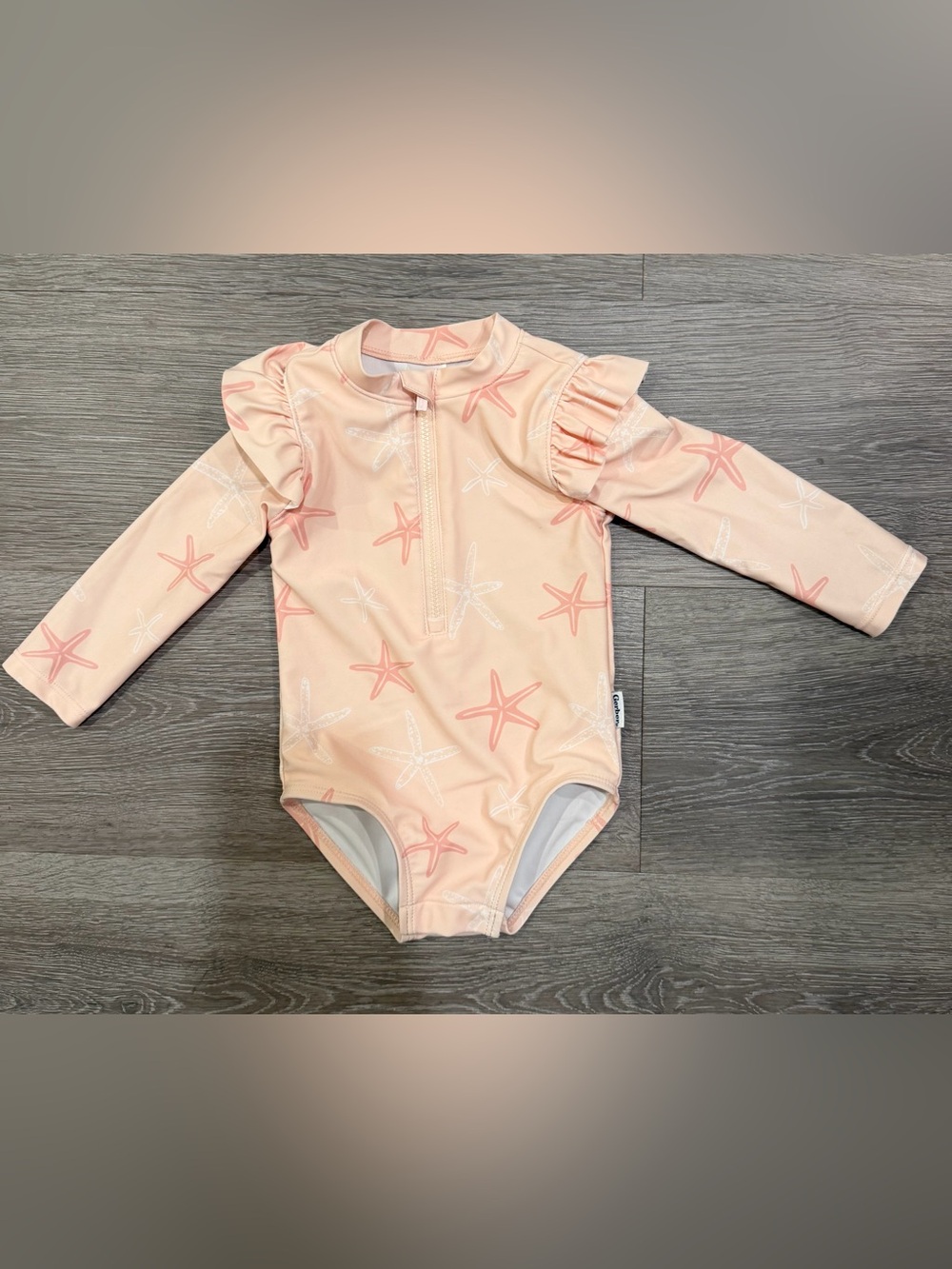 Gerber Peach Starfish Ruffle-Sleeve One-Piece Swimsuit